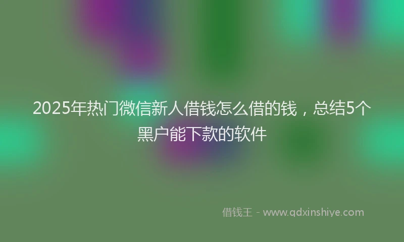 2025年热门微信新人借钱怎么借的钱，总结5个黑户能下款的软件