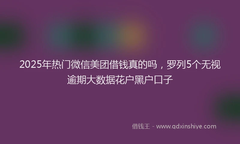 2025年热门微信美团借钱真的吗，罗列5个无视逾期大数据花户黑户口子