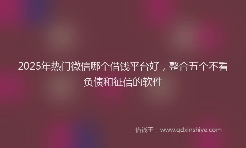 2025年热门微信哪个借钱平台好，整合五个不看负债和征信的软件