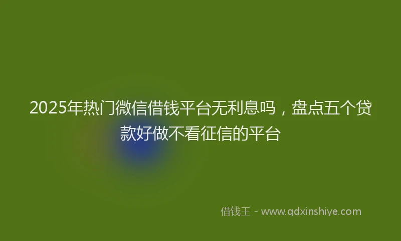 2025年热门微信借钱平台无利息吗，盘点五个贷款好做不看征信的平台