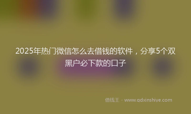 2025年热门微信怎么去借钱的软件，分享5个双黑户必下款的口子
