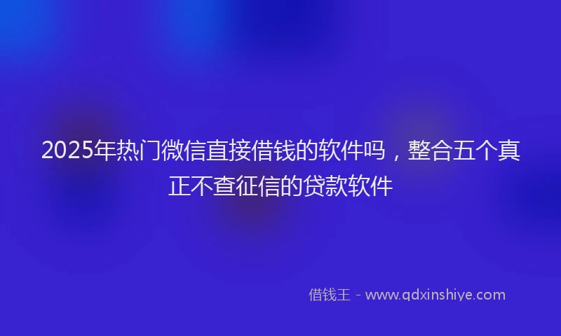 2025年热门微信直接借钱的软件吗，整合五个真正不查征信的贷款软件