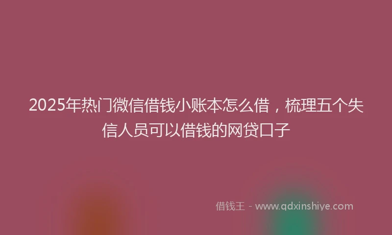 2025年热门微信借钱小账本怎么借，梳理五个失信人员可以借钱的网贷口子