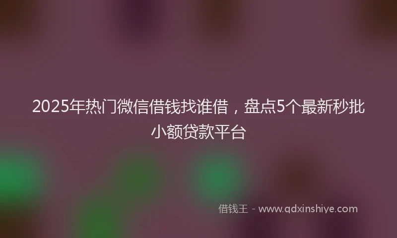 2025年热门微信借钱找谁借，盘点5个最新秒批小额贷款平台