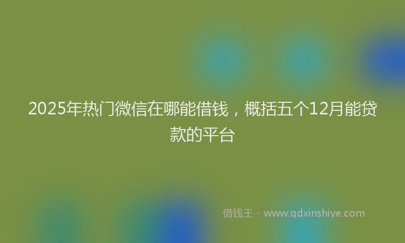 2025年热门微信在哪能借钱，概括五个12月能贷款的平台
