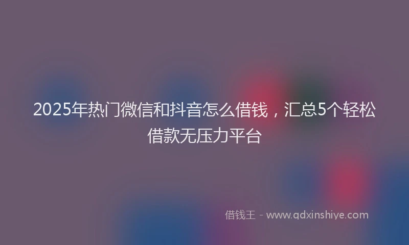2025年热门微信和抖音怎么借钱，汇总5个轻松借款无压力平台