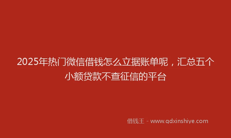 2025年热门微信借钱怎么立据账单呢，汇总五个小额贷款不查征信的平台