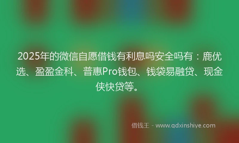 2025年的微信自愿借钱有利息吗安全吗有：鹿优选、盈盈金科、普惠Pro钱包、钱袋易融贷、现金侠快贷等。
