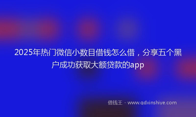 2025年热门微信小数目借钱怎么借，分享五个黑户成功获取大额贷款的app