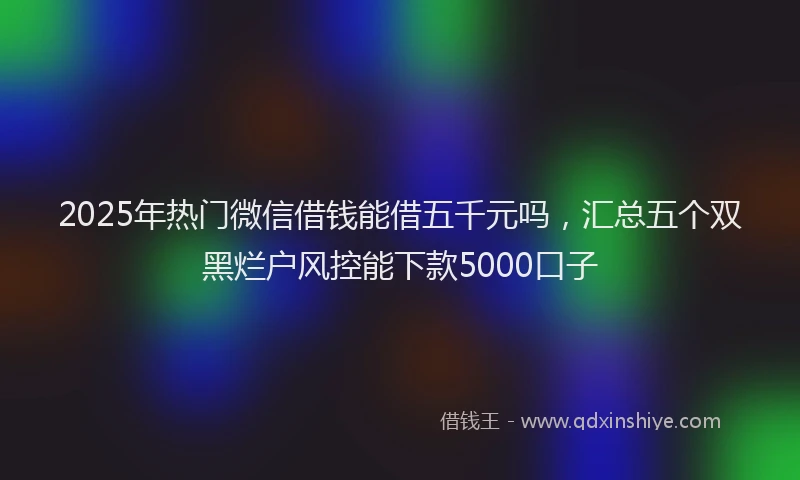 2025年热门微信借钱能借五千元吗，汇总五个双黑烂户风控能下款5000口子