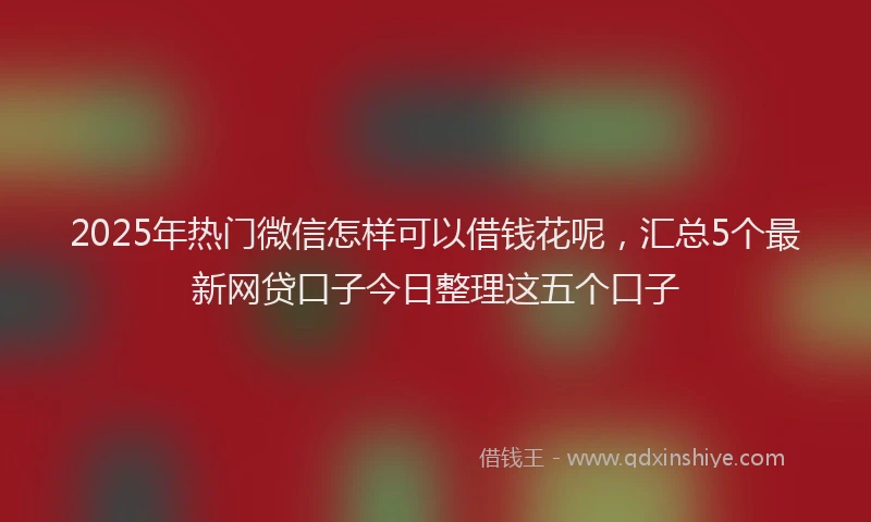 2025年热门微信怎样可以借钱花呢，汇总5个最新网贷口子今日整理这五个口子