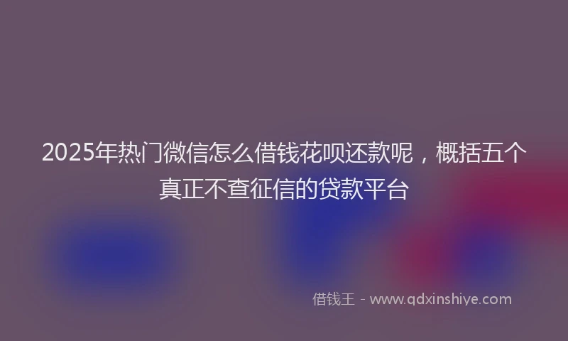 2025年热门微信怎么借钱花呗还款呢，概括五个真正不查征信的贷款平台