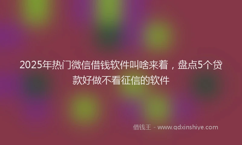 2025年热门微信借钱软件叫啥来着，盘点5个贷款好做不看征信的软件