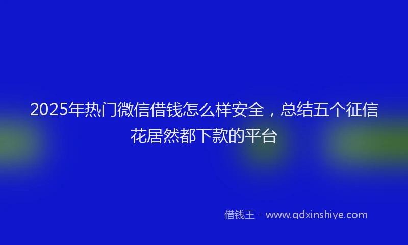 2025年热门微信借钱怎么样安全，总结五个征信花居然都下款的平台