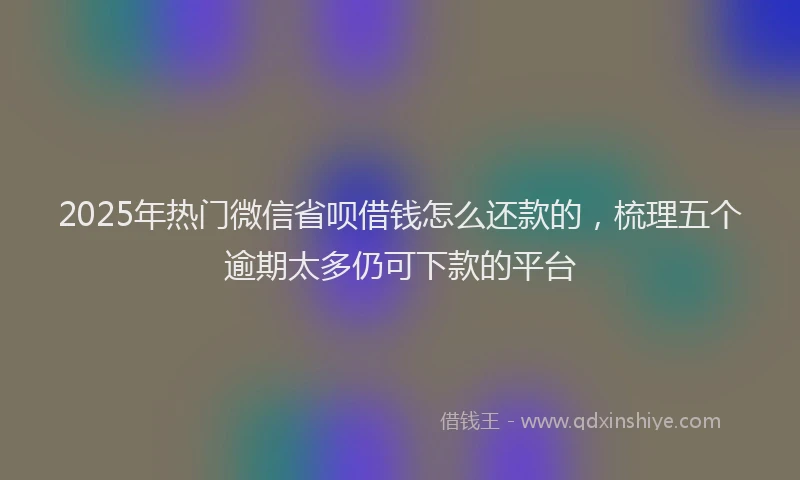 2025年热门微信省呗借钱怎么还款的，梳理五个逾期太多仍可下款的平台