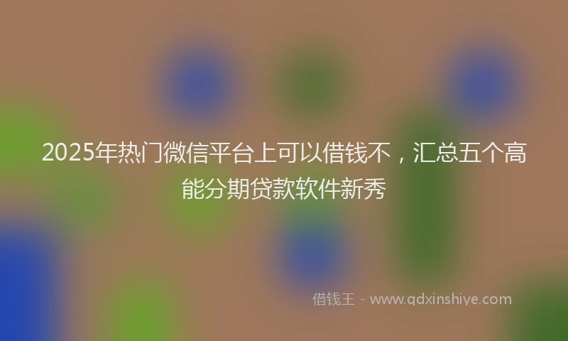 2025年热门微信平台上可以借钱不，汇总五个高能分期贷款软件新秀