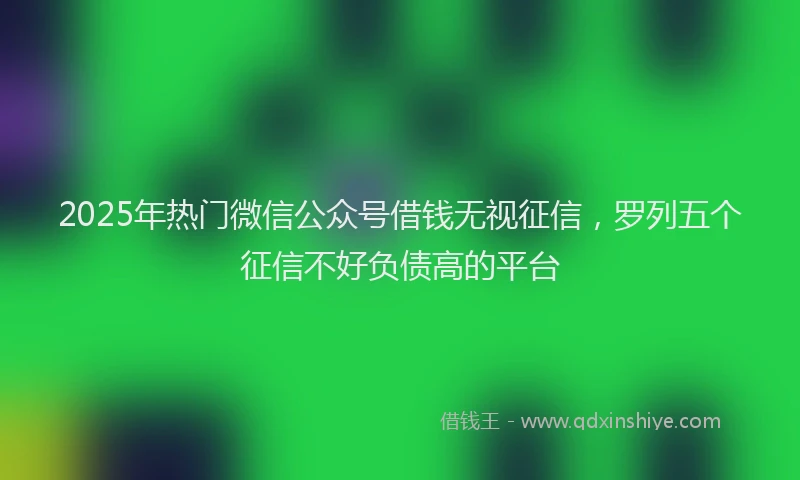 2025年热门微信公众号借钱无视征信，罗列五个征信不好负债高的平台