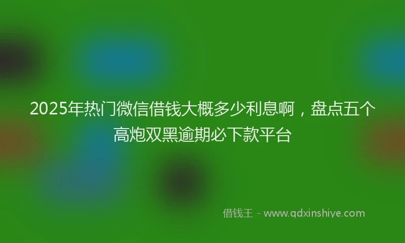 2025年热门微信借钱大概多少利息啊，盘点五个高炮双黑逾期必下款平台