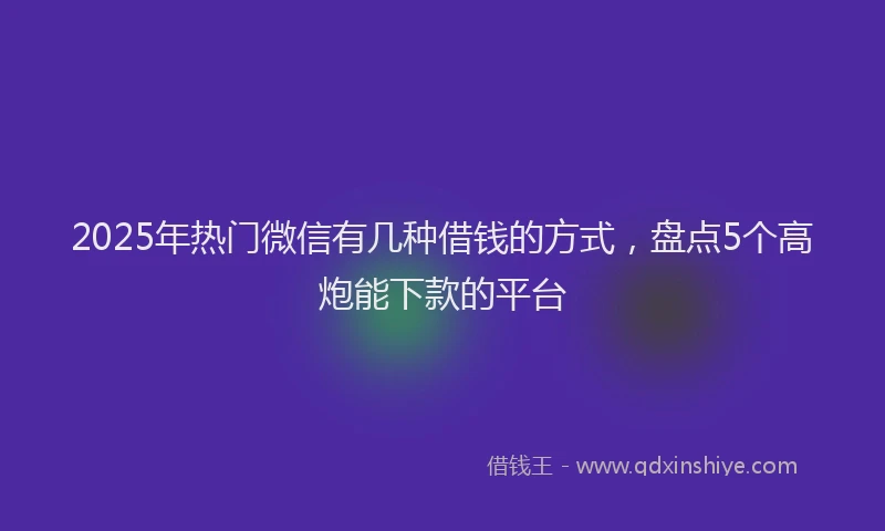 2025年热门微信有几种借钱的方式，盘点5个高炮能下款的平台