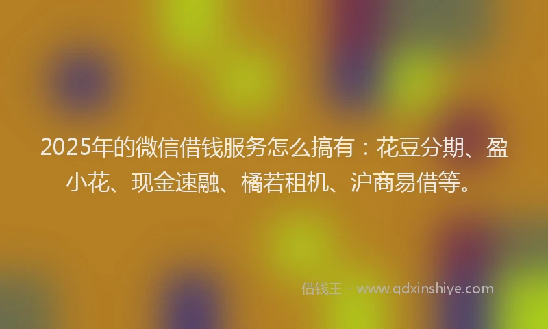2025年的微信借钱服务怎么搞有：花豆分期、盈小花、现金速融、橘若租机、沪商易借等。