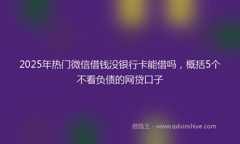 2025年热门微信借钱没银行卡能借吗，概括5个不看负债的网贷口子
