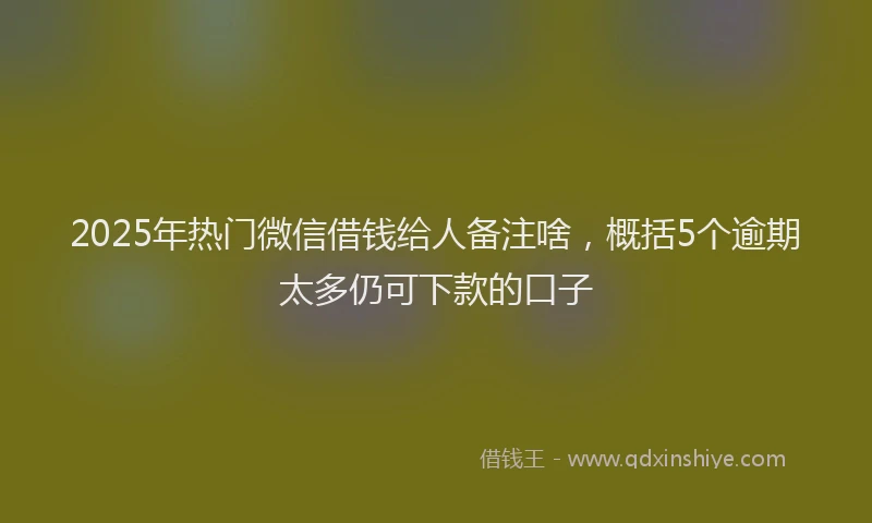 2025年热门微信借钱给人备注啥，概括5个逾期太多仍可下款的口子