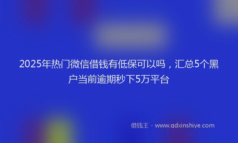 2025年热门微信借钱有低保可以吗，汇总5个黑户当前逾期秒下5万平台
