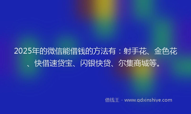 2025年的微信能借钱的方法有：射手花、金色花、快借速贷宝、闪银快贷、尔集商城等。
