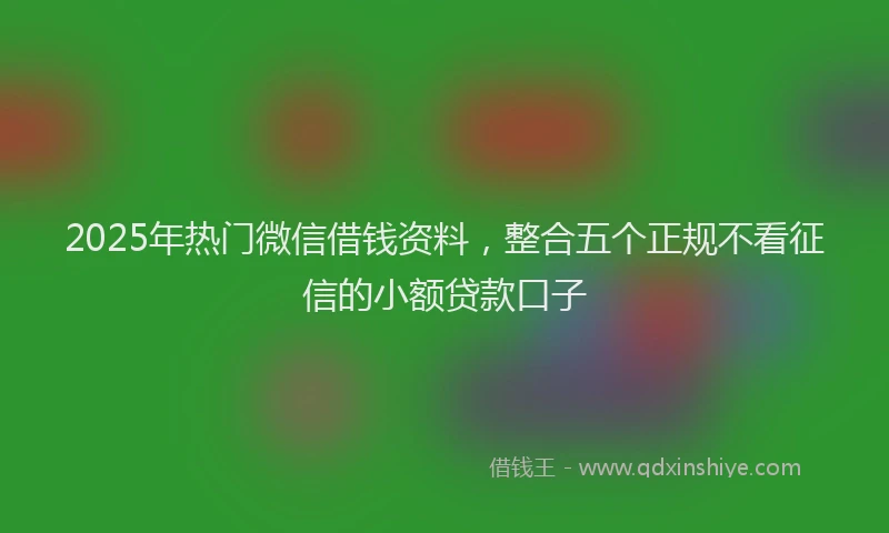 2025年热门微信借钱资料，整合五个正规不看征信的小额贷款口子