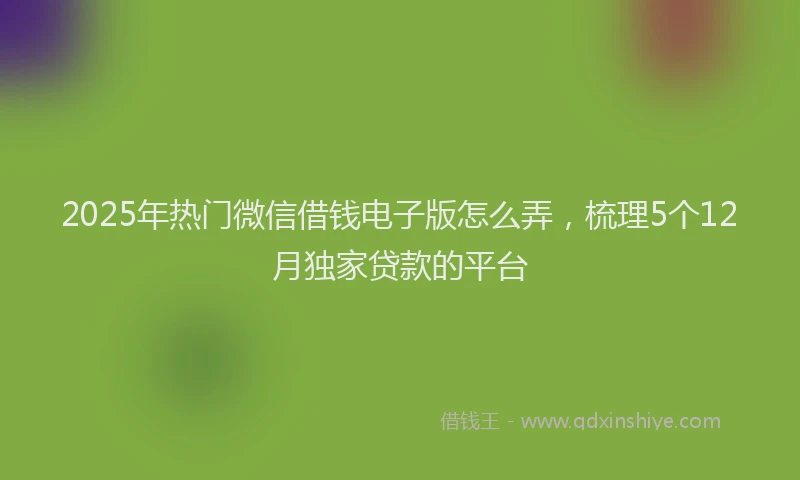 2025年热门微信借钱电子版怎么弄，梳理5个12月独家贷款的平台