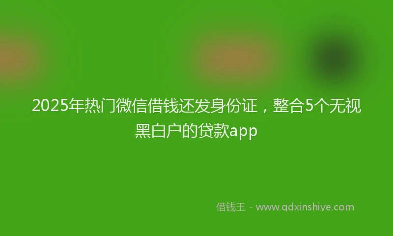 2025年热门微信借钱还发身份证，整合5个无视黑白户的贷款app