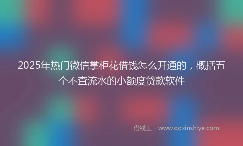 2025年热门微信掌柜花借钱怎么开通的，概括五个不查流水的小额度贷款软件