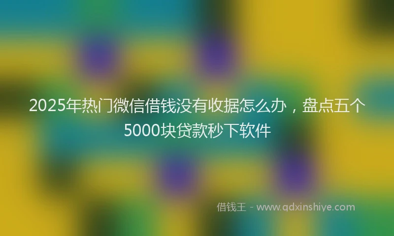 2025年热门微信借钱没有收据怎么办，盘点五个5000块贷款秒下软件