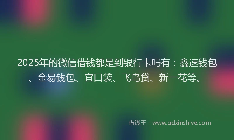 2025年的微信借钱都是到银行卡吗有：鑫速钱包、金易钱包、宜口袋、飞鸟贷、新一花等。