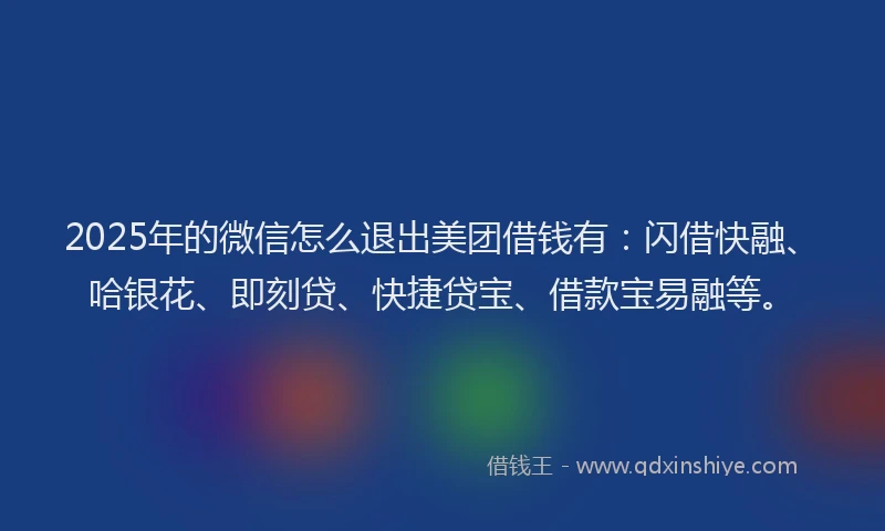 2025年的微信怎么退出美团借钱有：闪借快融、哈银花、即刻贷、快捷贷宝、借款宝易融等。