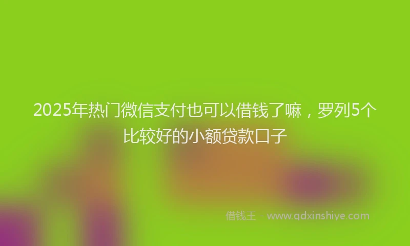 2025年热门微信支付也可以借钱了嘛，罗列5个比较好的小额贷款口子