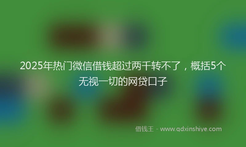 2025年热门微信借钱超过两千转不了，概括5个无视一切的网贷口子