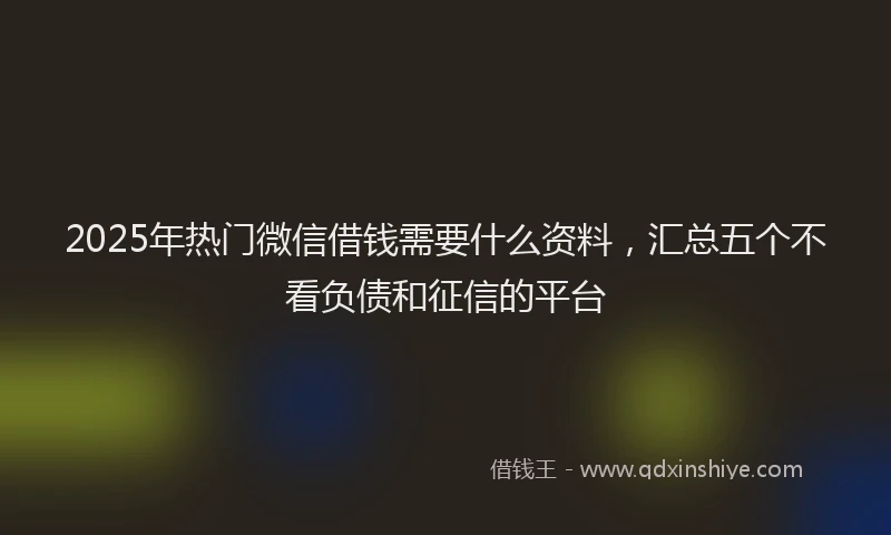 2025年热门微信借钱需要什么资料，汇总五个不看负债和征信的平台