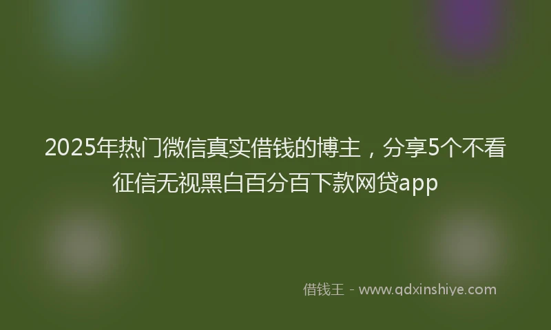 2025年热门微信真实借钱的博主，分享5个不看征信无视黑白百分百下款网贷app