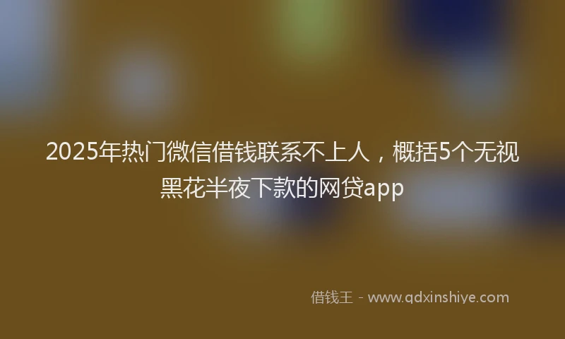 2025年热门微信借钱联系不上人，概括5个无视黑花半夜下款的网贷app