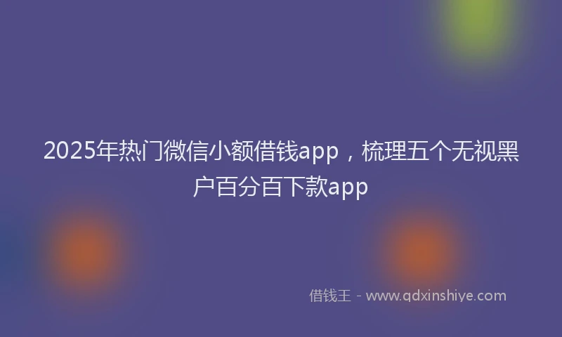 2025年热门微信小额借钱app，梳理五个无视黑户百分百下款app
