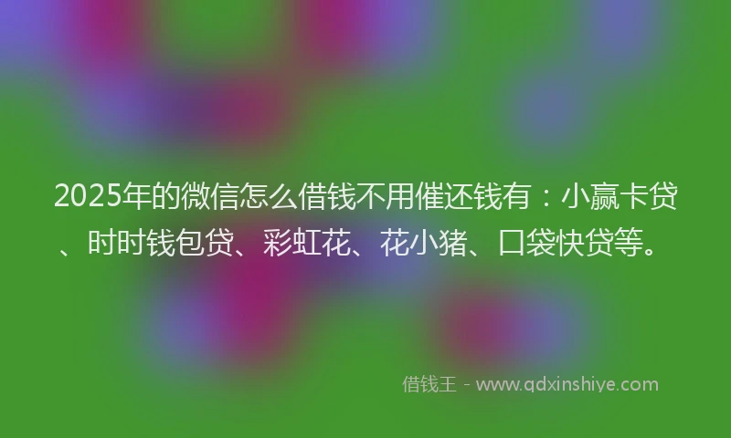 2025年的微信怎么借钱不用催还钱有：小赢卡贷、时时钱包贷、彩虹花、花小猪、口袋快贷等。
