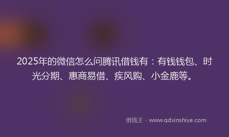 2025年的微信怎么问腾讯借钱有：有钱钱包、时光分期、惠商易借、疾风购、小金鹿等。