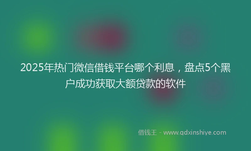 2025年热门微信借钱平台哪个利息，盘点5个黑户成功获取大额贷款的软件
