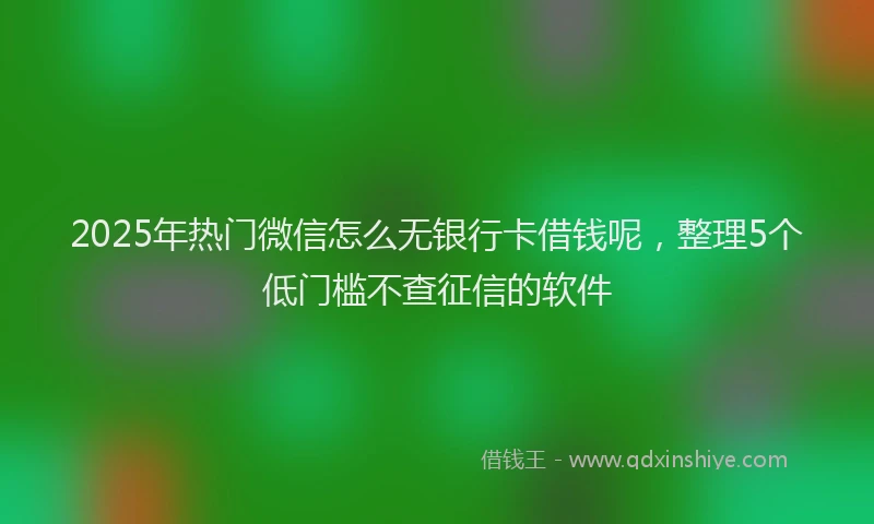 2025年热门微信怎么无银行卡借钱呢，整理5个低门槛不查征信的软件