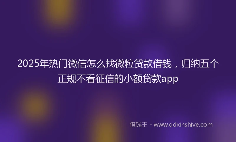 2025年热门微信怎么找微粒贷款借钱，归纳五个正规不看征信的小额贷款app