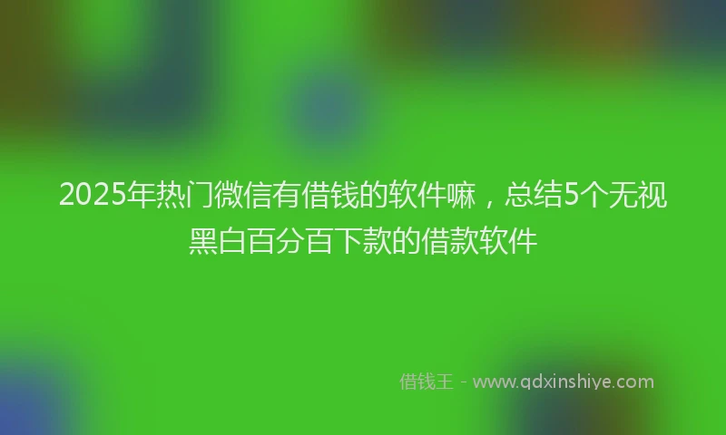 2025年热门微信有借钱的软件嘛，总结5个无视黑白百分百下款的借款软件