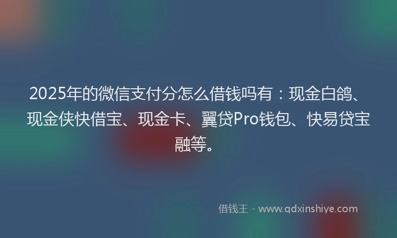2025年的微信支付分怎么借钱吗有：现金白鸽、现金侠快借宝、现金卡、翼贷Pro钱包、快易贷宝融等。