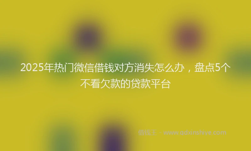 2025年热门微信借钱对方消失怎么办，盘点5个不看欠款的贷款平台