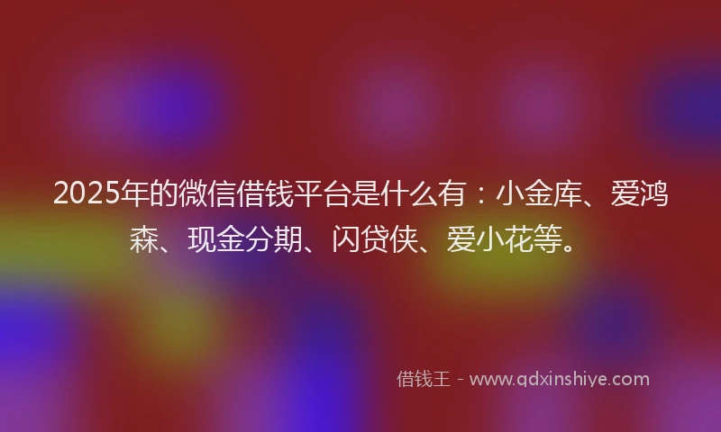 2025年的微信借钱平台是什么有：小金库、爱鸿森、现金分期、闪贷侠、爱小花等。